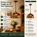 Tiffany taklampe Blossom – Hengelampe i glassmosaikk med blomster, 30 cm