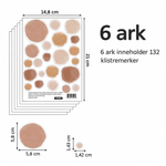 BohoRainbow 6 ark med 132 prikkeklistremerker, 14,8 × 21 cm per ark
