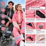 RainShield egenskaper – vanntett materiale, hette som kan pakkes bort, lommer, ventilasjon og justerbare mansjetter