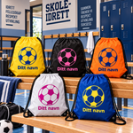 GymSack med fotball og navn i flere farger