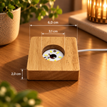 LumiBase mål: 6,0 × 6,0 cm, 2,0 cm høy, lysåpning 3,1 cm