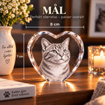 MemoraPet krystallhjerte, 8 cm bredt og 7 cm høyt