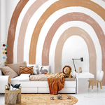 BohoRainbow veggdekor regnbue i jordtoner over sofa