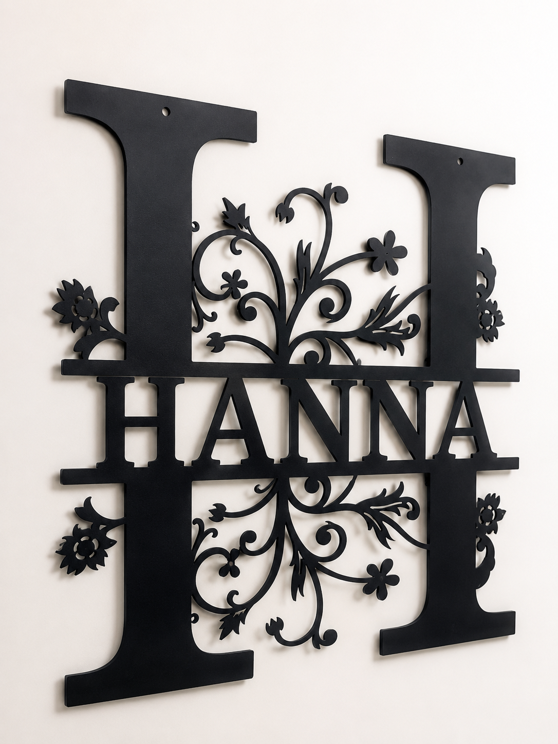 FloraLuxe monogram i metall, svart finish