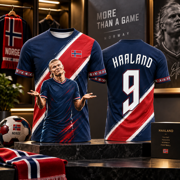 Haaland 9 fotballskjorte for barn – Norge supportertrøye