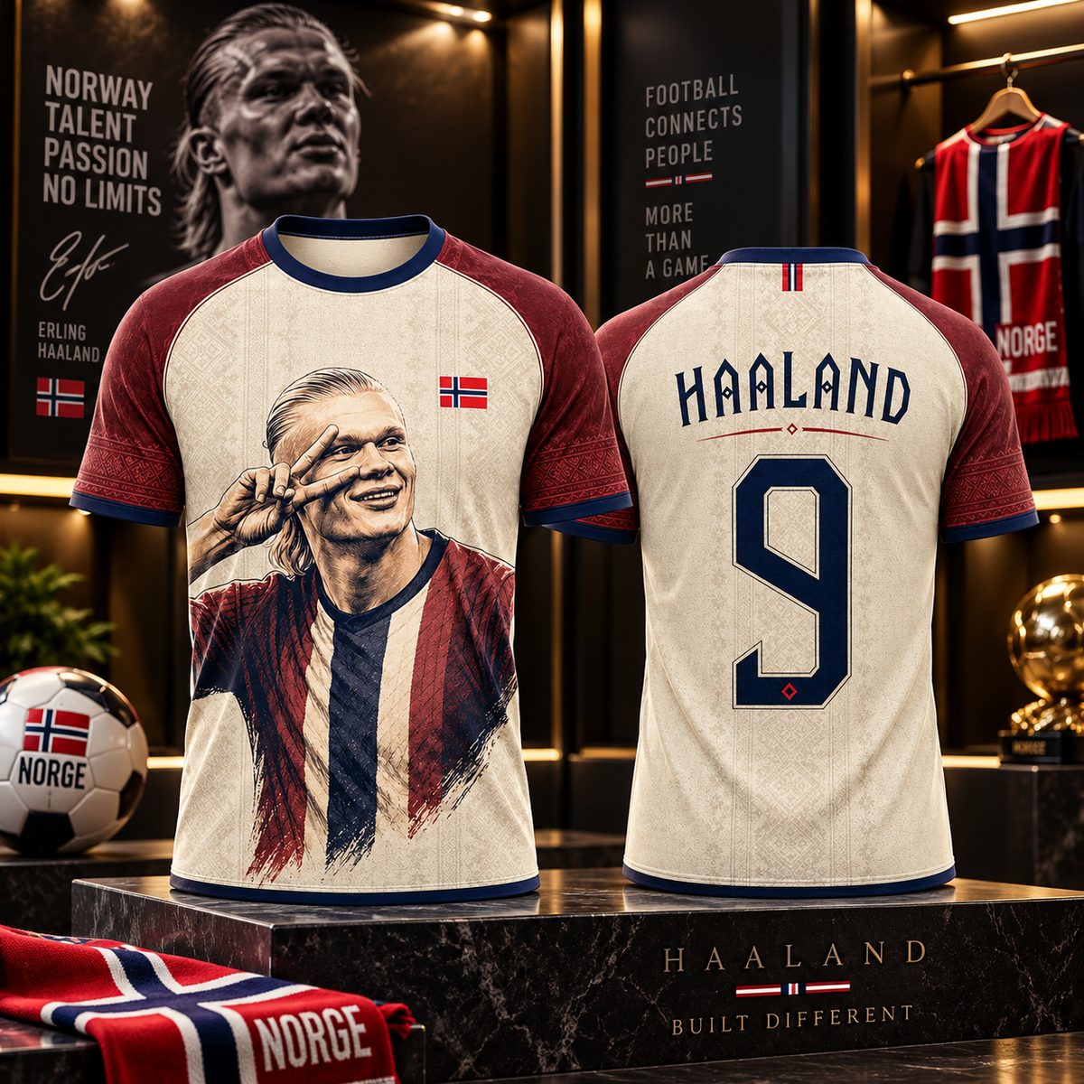 Haaland 9 fotballskjorte for barn – Norge supportertrøye