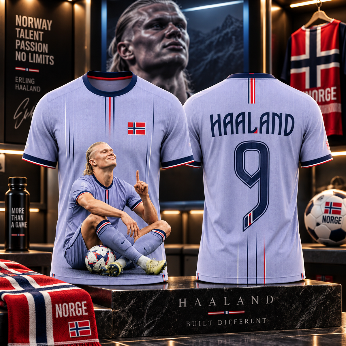 Haaland 9 fotballskjorte for barn – Norge supportertrøye