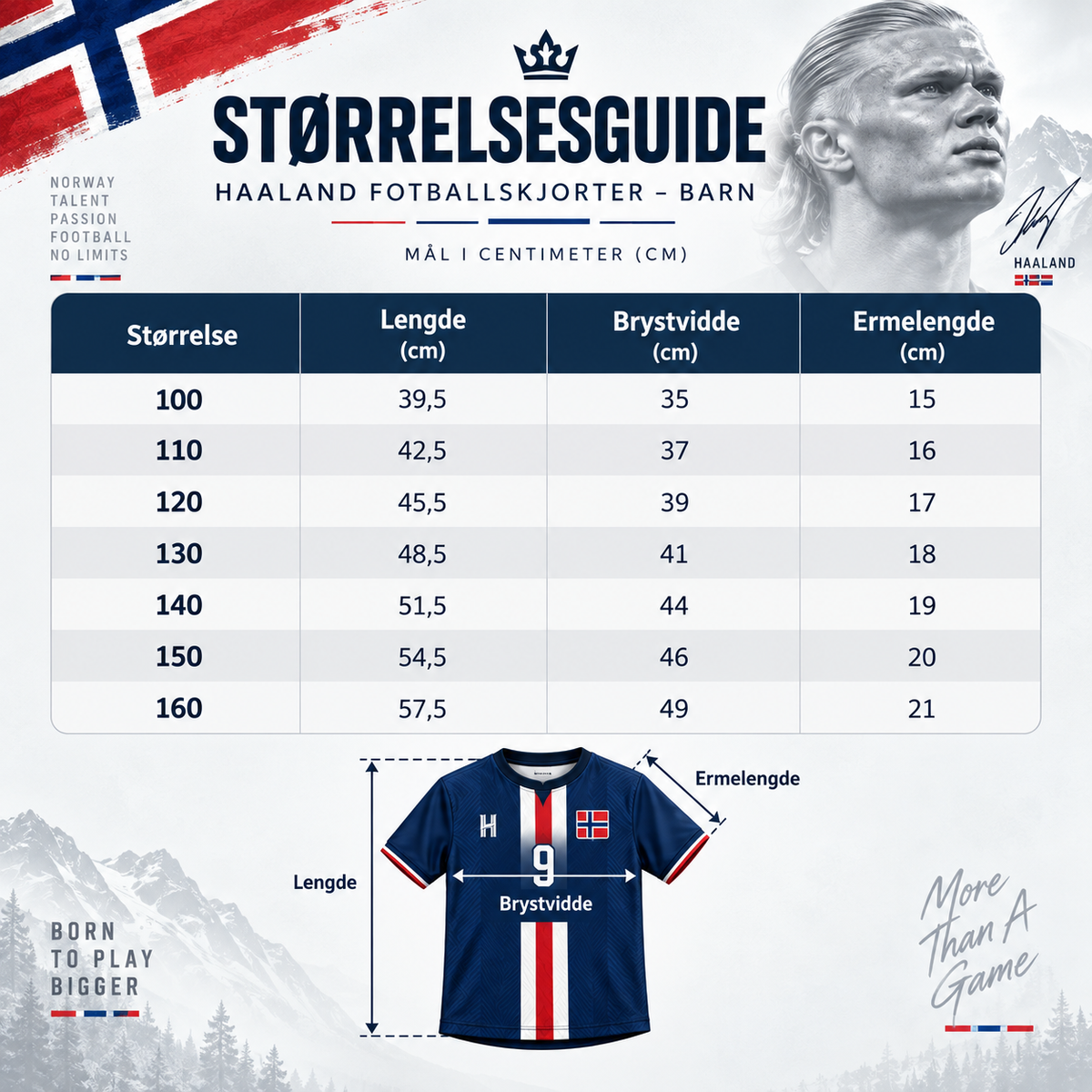 Haaland 9 fotballskjorte for barn – Norge supportertrøye