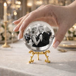 Personlig krystallkule med eget foto lasergravert i glass