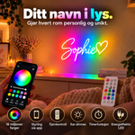 GlowName RGB – ditt navn i lys, styres med app og fjernkontroll og kan dimmes