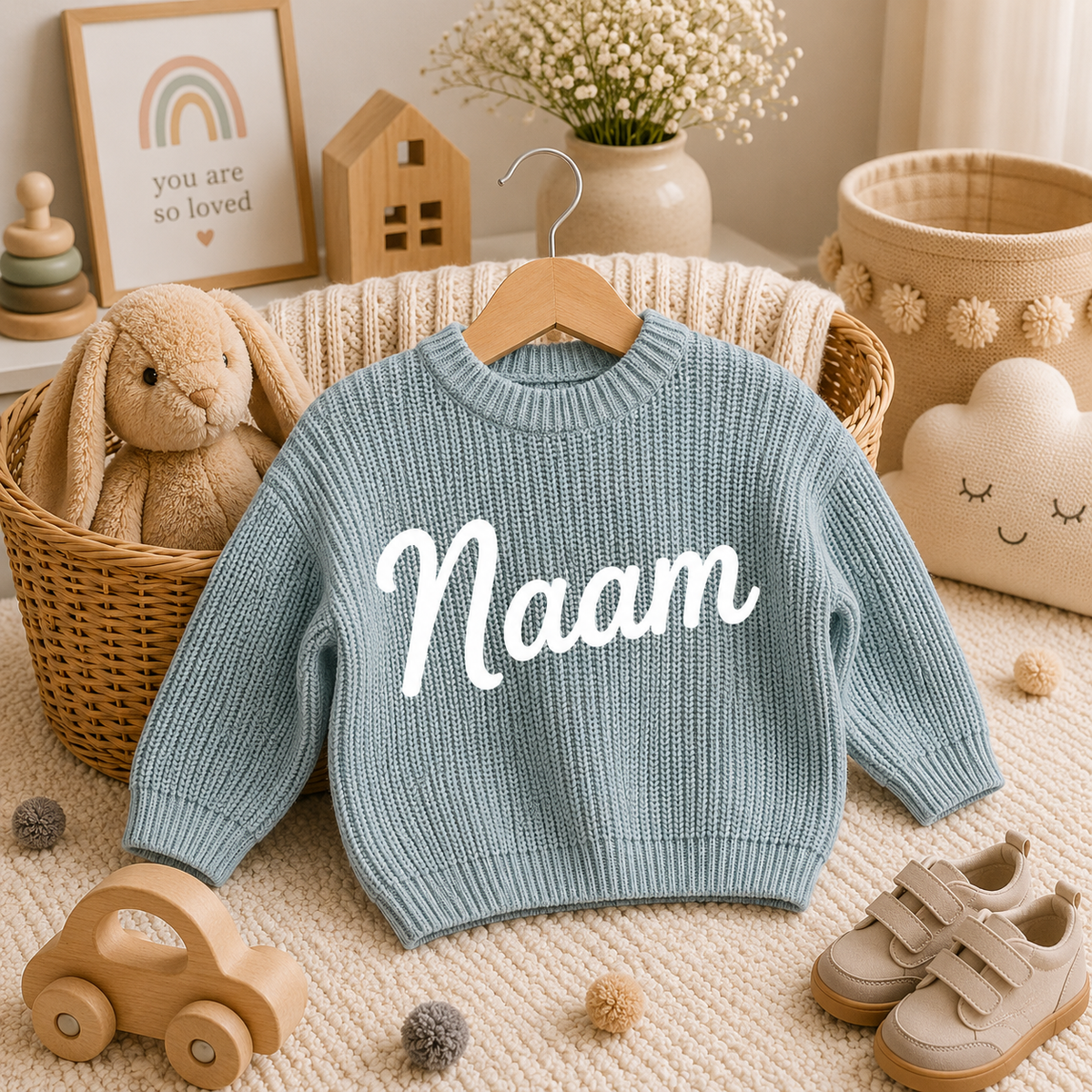 Blå babygenser med navn