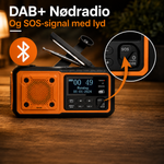 Nødradio DAB+/FM med solcelle og 5000 mAh powerbank