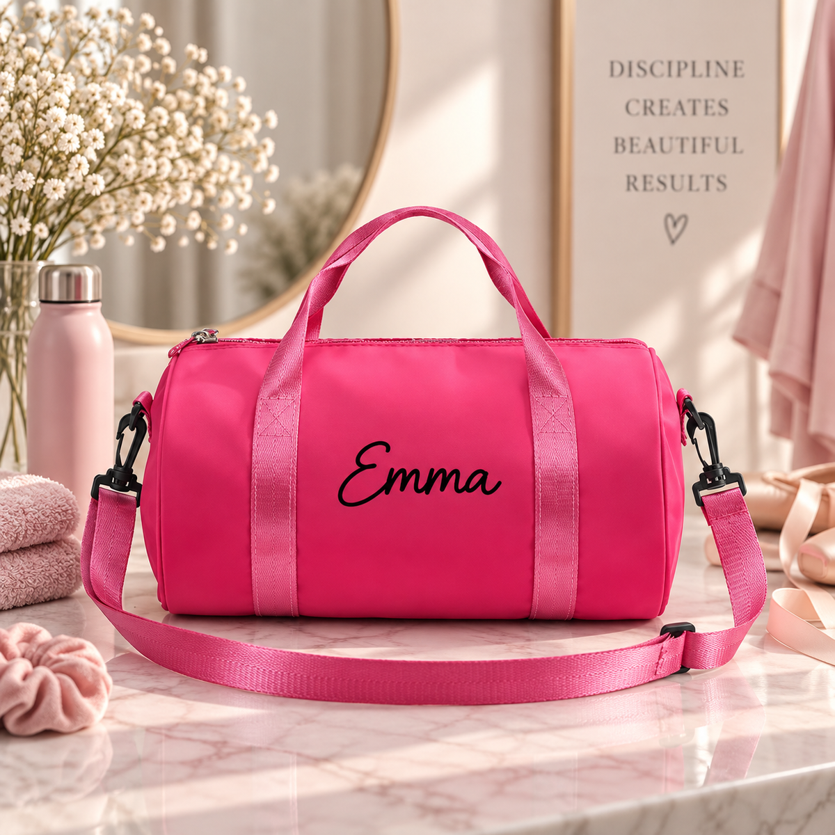 DanceBag dansebag med navn – cerise