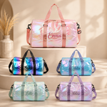 Weekendbag i perlemormetallic med navn – fargevalg