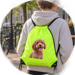 GymSack gympose i neongrønt med eget bilde av en hund