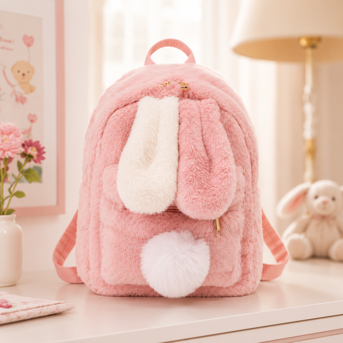 Kaninryggsekk i rosa