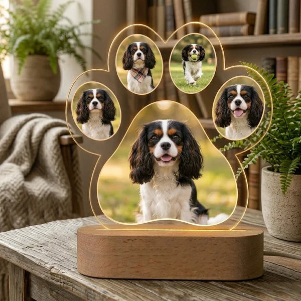 MemoraPaw potelampe med fem bilder av hund