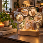 MemoraPaw akrylpote på trefot med LED-lys