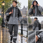 RainShield regndress grå/svart i en regnskur