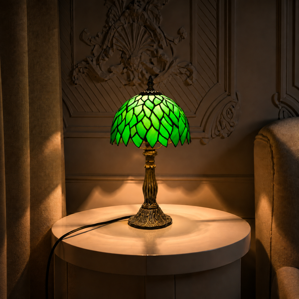 Tiffanylampe Bloomsbury tent i grønn glassmosaikk