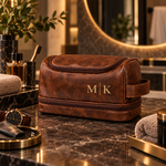 TravelCase toalettveske med initialer – rødbrun