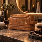 TravelCase toalettveske med initialer – konjakk