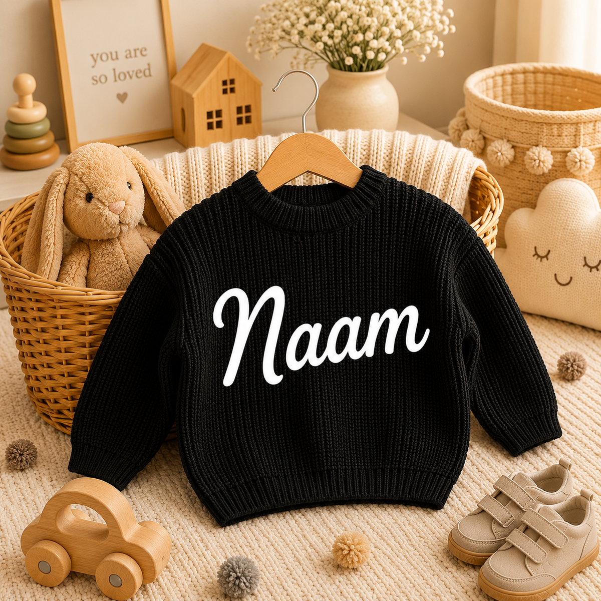 Svart babygenser med navn